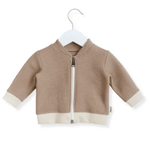 Baby wafelvest met rits - Beige, 100% katoen -